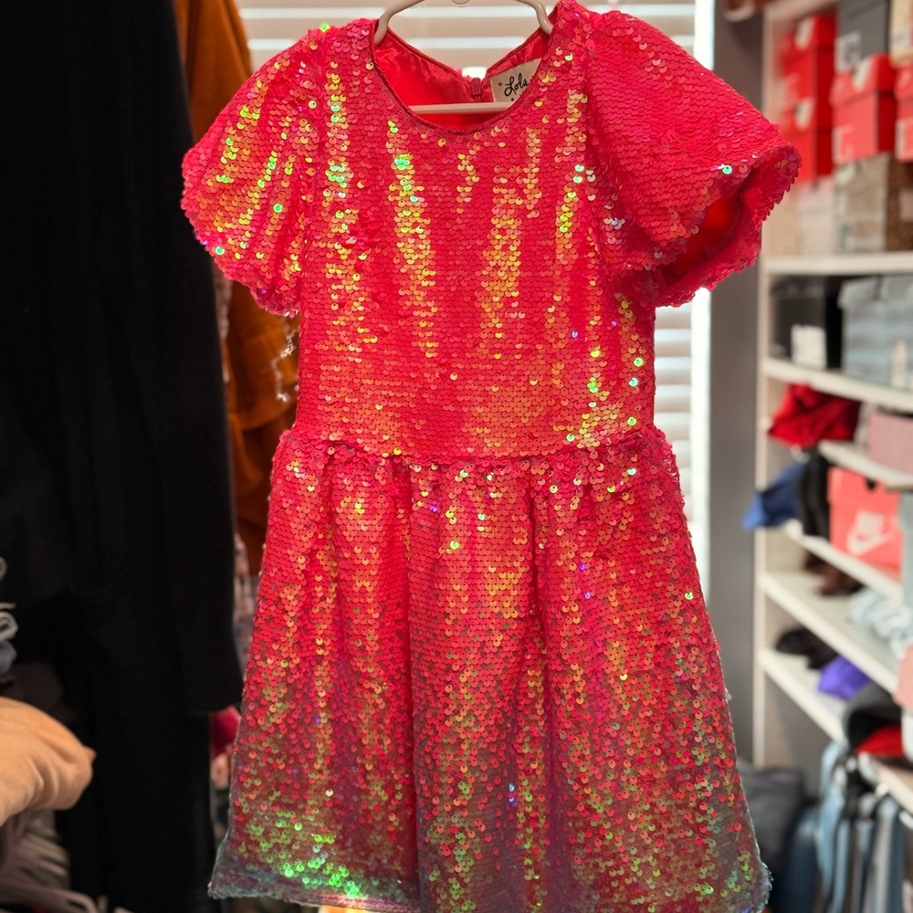FINAL SALE TODAY! Lola and the Boys Shimmering Pink and Purple Dress Sequin Kids